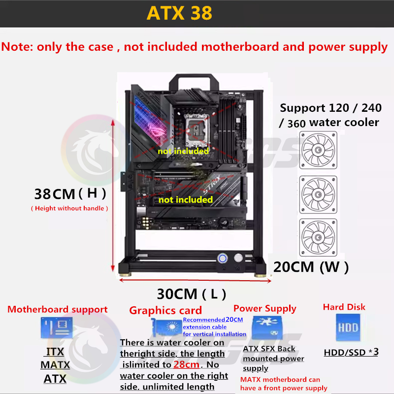MOD ATX Open PC Case Frame For - Gaming Console Tower 评论和价格