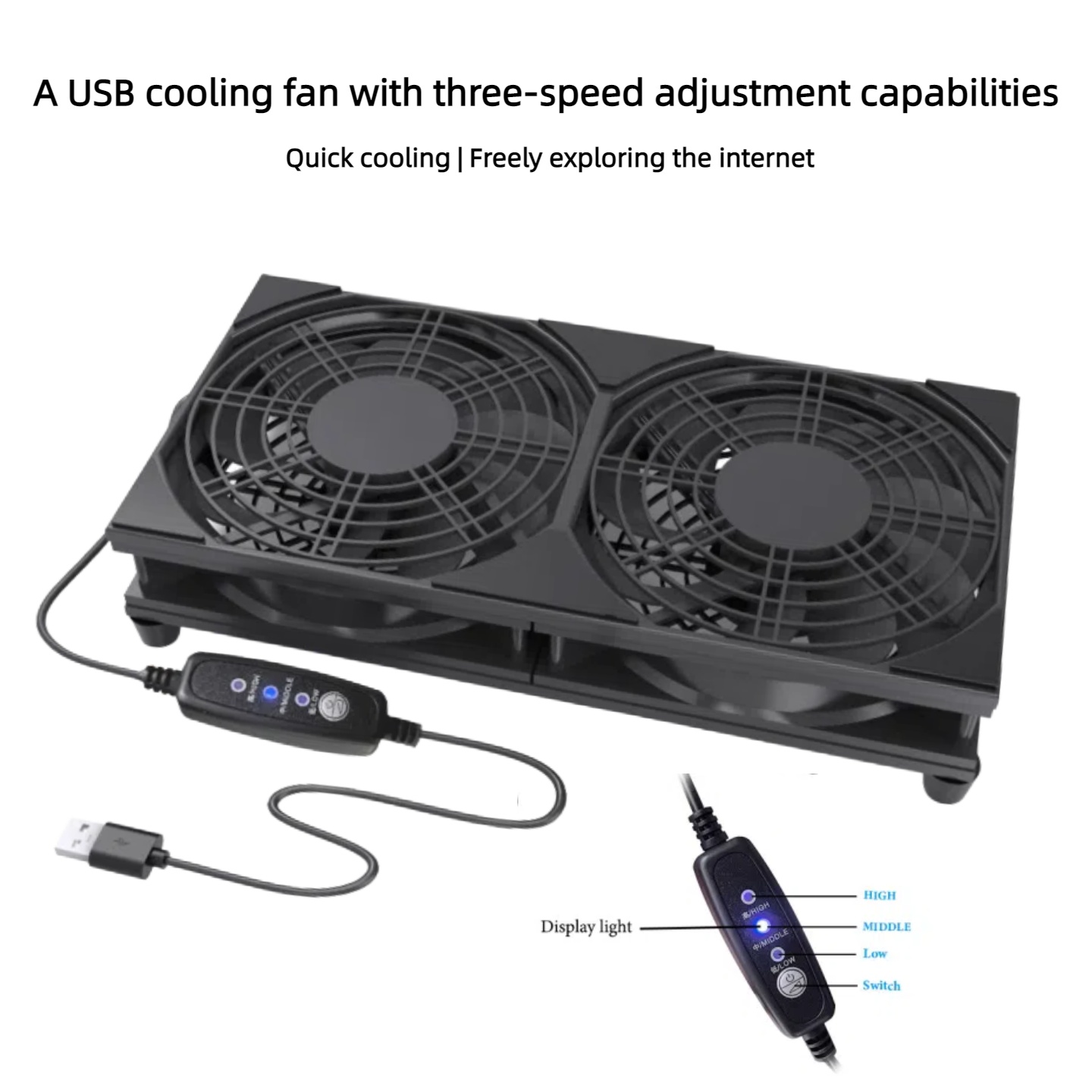 Dual USB Cooling Fan with 3-Sp - Gaming Console And Controller 评论和价格