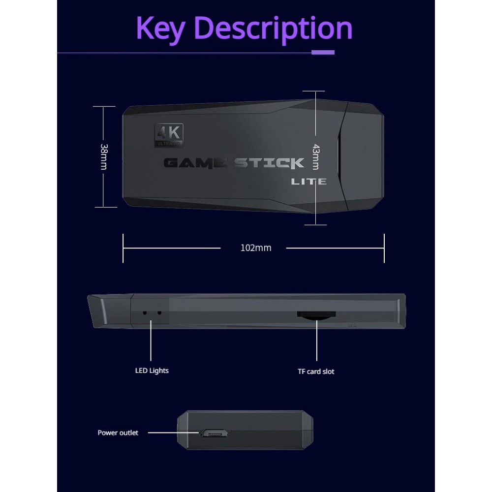 Portable 4K Retro Game Stick C - Gaming Console Sale 评论和价格