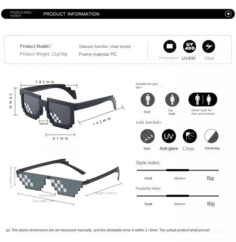 Mosaic For Men And Women Pixel - Gaming Glasses Uv 评论和价格
