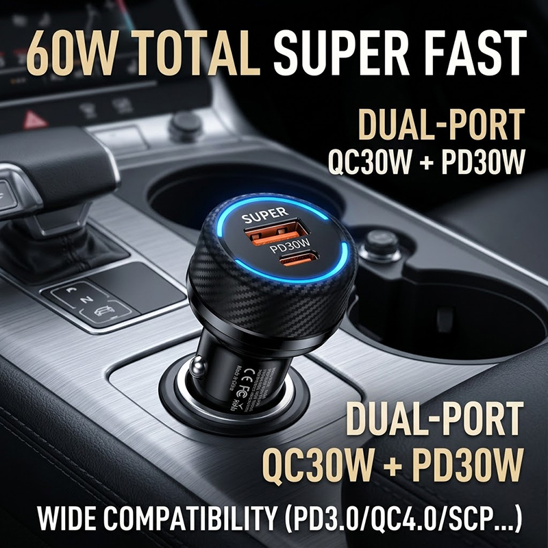 Type C 60W Fast Car Charger Du - Gaming Console Car 评论和价格